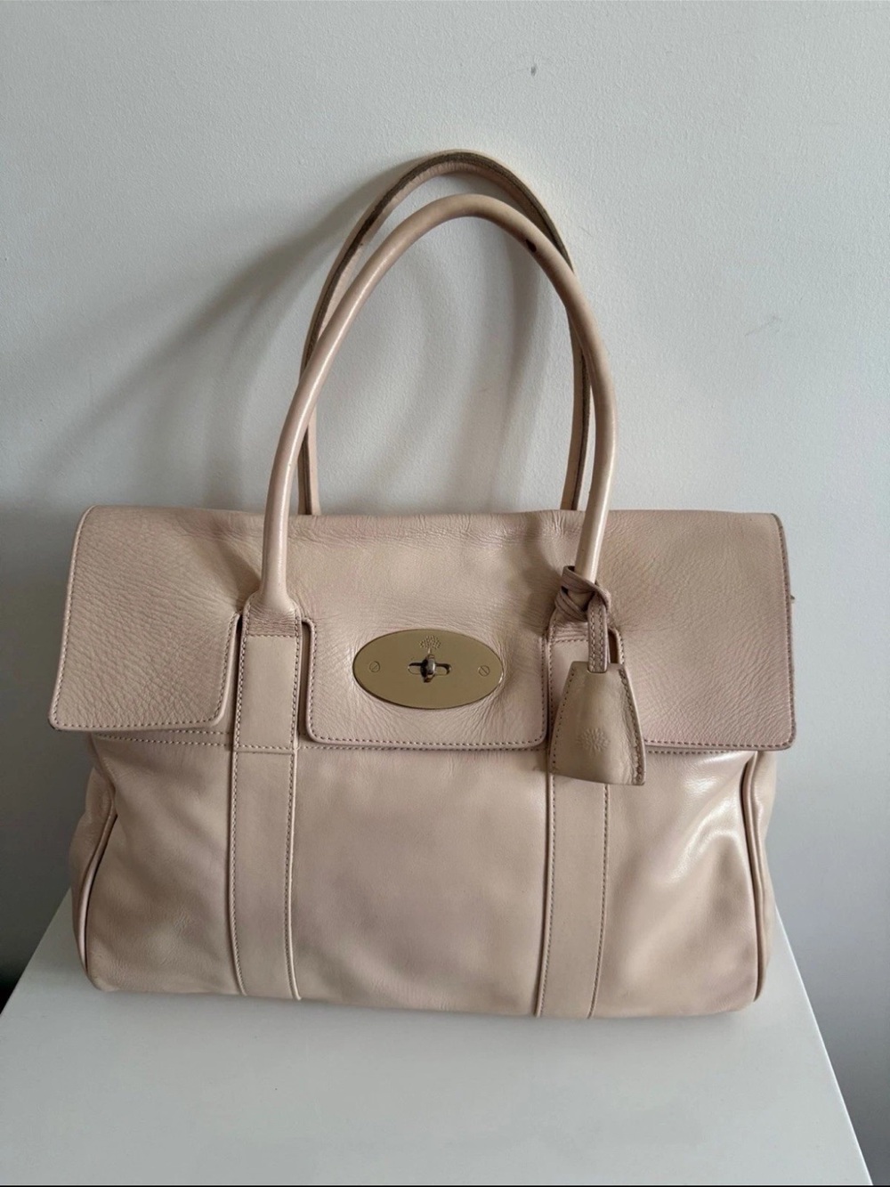 Mulberry Blush Leather Satchel with Gold Hardware